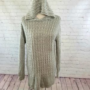 Aeropostale Hooded Knit Grey Sweater Size M Long Sleeve